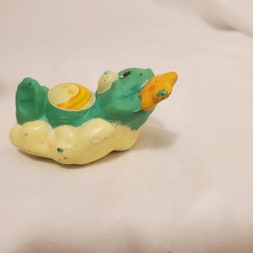 Vintage 1983 CARE BEARS WISH BEAR ON CLOUD PVC Toy Figure AGC Teddy Cake Topper